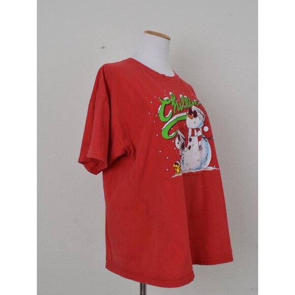 Vintage Worrrn 90s Cotton Christmas Snoopy and Snowman Shirt size XL - Picture 10 of 10